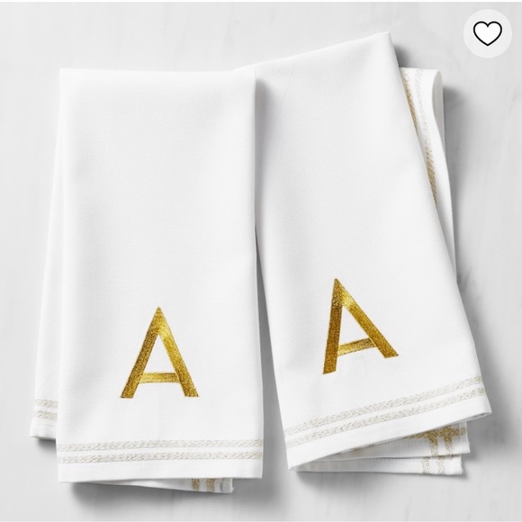 Williams Sonoma Set of Two Monogram Towels Letter ~ L - Picture 9 of 9